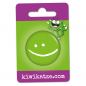 Preview: Ansteckbutton Smiley grün an Eurolochkarte